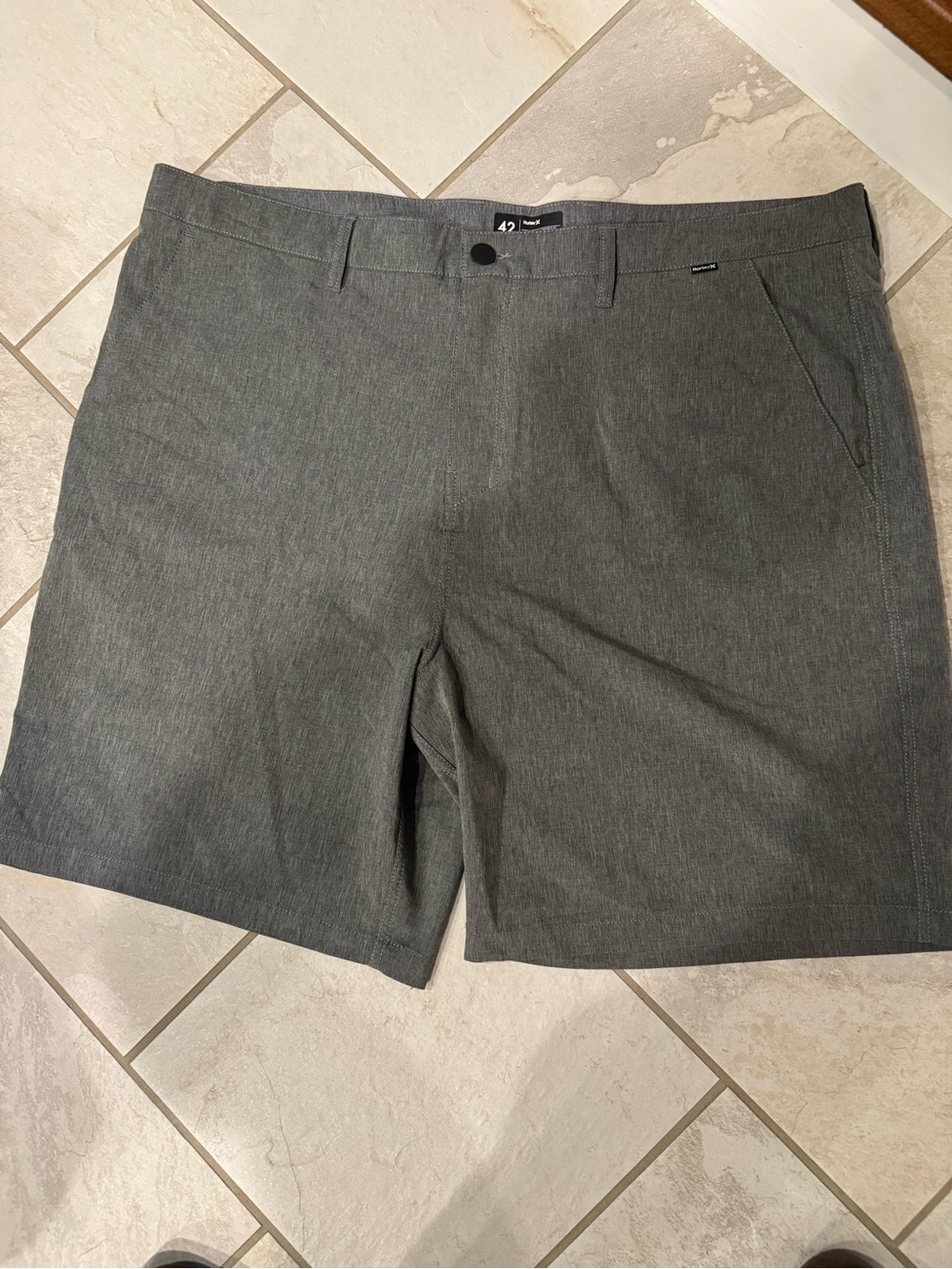 Hurley Men's Dark Gray Flat Front Phantom Shorts Golf Performance Casual W42
